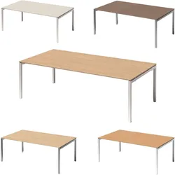 Bisley Cito Konferenztisch 240x120 cm, Tischplatte in Nussbaum, U-Gestell in Silber - Besprechungstisch & Meetingtisch, großer Chef Schreibtisch