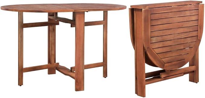 Gartentisch aus Akazienholz 120x70x74 cm klappbar wetterfest für Terrasse Balkon Outdoor Picknick Gartenmöbel mit Ablage stabil und pflegeleicht für Outdoor Camping und Lounge