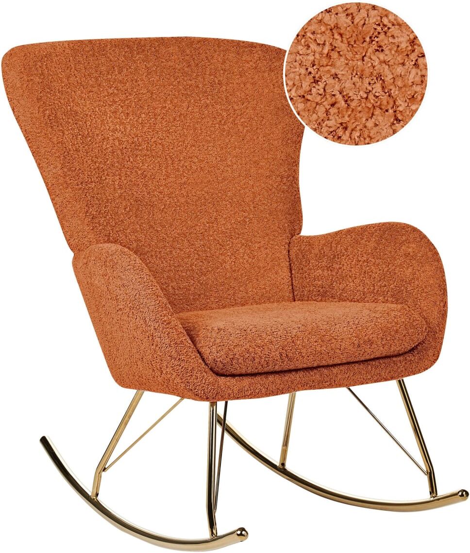 Beliani Fauteuil à bascule bouclé orange Orange 99x99x74cm