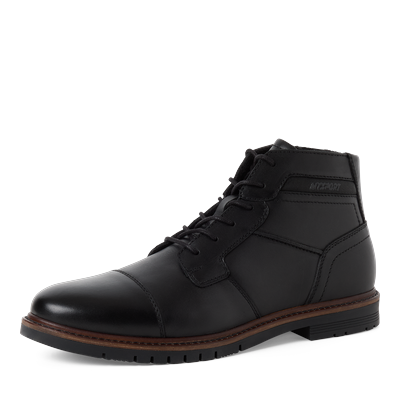 Schnürstiefelette MARCO TOZZI, Herren, Gr. 42, wärmend, schwarz, Leder, used, Schuhe Schnürstiefelette, Schnürboots, Herbstschuh, mit Kontrast-Rahmennaht