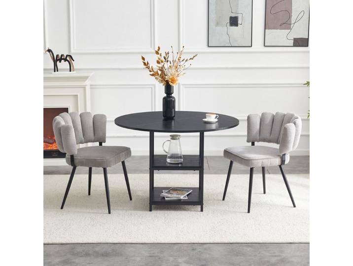 Table à manger Avec espace de rangement équipée de deux étagères ouvertes pour le stockage de la vaisselle ce qui est normal