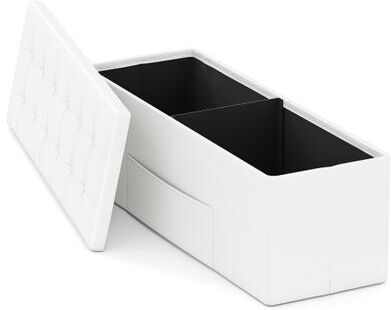 Costway 43 Inches Folding Storage Ottoman Bench Foot Rest Stool End of Bed Bench-White