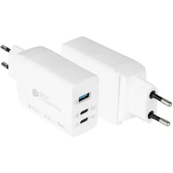 Good Connections GC USB-Schnellladegerät 65W mit GaN-Technologie, 2xUSB-C+1xUSB-A, PD 3.0, QC 3.0 (65 W, 3 Ports), USB Ladegerät, Weiss