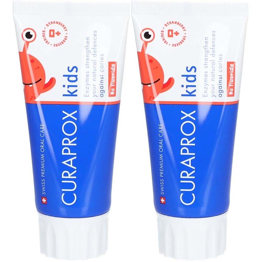Curaprox kids Kinderzahnp Erdbeere o Fluorid 60 ml Doublepack 2x60 Paste