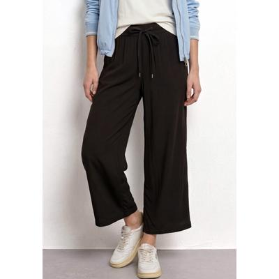 Culotte STREET ONE, Damen, Gr. 34, Länge 26, schwarz, Stoff, 100% Viskose, unifarben, loose fit wadenlang, Hosen Culotte, High Waist