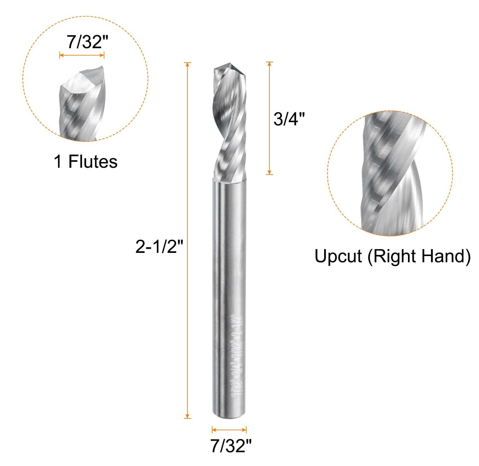 Selius Spiraalfrees 7/32 inch snijdiameter met 7/32 inch schacht van hardcarbide