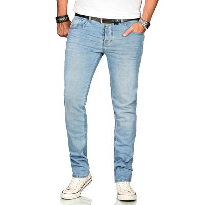 Stretch-Jeans ALESSANDRO SALVARINI "ASAngelo", Herren, Gr. W36L32, Länge 32, blau (as, 172, hellblau), Obermaterial: 98% Baumwolle, 2% Elasthan, regular fit, Jeans, Angenehme Passform durch vorhandenen Elasthan Anteil