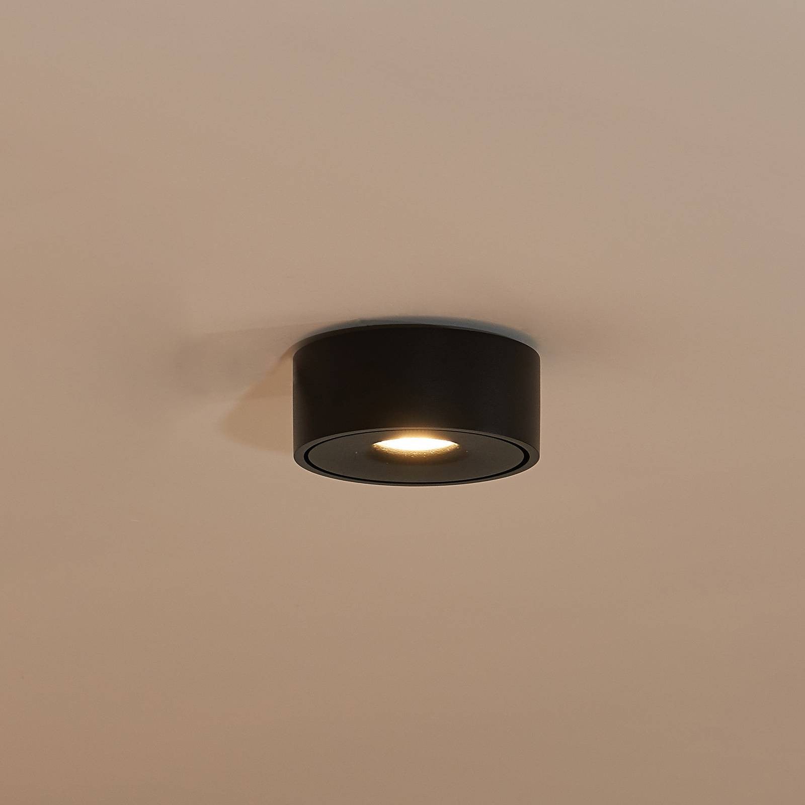 Arcchio Rotari LED-plafondlamp, modern, zwart, aluminium, dimbaar, warm wit licht
