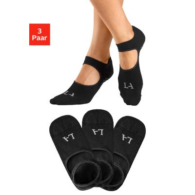 ABS-Socken LASCANA ACTIVE "Damen Yoga,, Rutschfeste Socken Sport Yoga, Tanz, Barfuß, Trampolin", Damen, Gr. 35/38, schwarz (3x schwarz), Baumwolle, Baumwollmischung, Elasthan, Polyamid, unifarben, elastisch, Socken, mit Aussparung auf Fußrücken,...