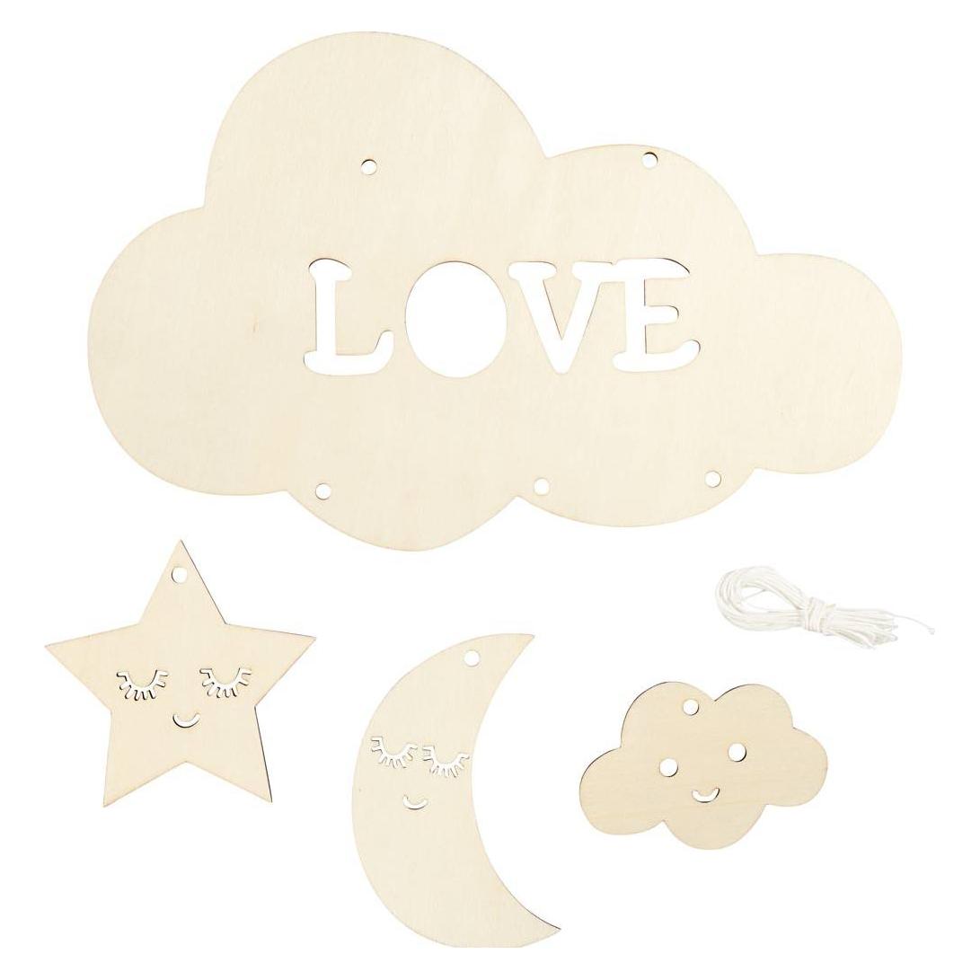 Creativ Company Wooden Mobile, Night sky, W: 28 cm, thickness 3 mm, 1 pc/ 1 pack (54399)