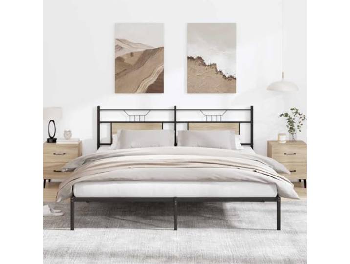 Bettgestell Sonoma-Eiche 160x200 cm Holzwerkstoff Stahlrahmen Stabil, Kopfteil, Stauraum Unter Dem Bett, Lattenrost Inklusive