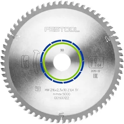 Festool, Sägeblatt, Kreissägeblatt HW 216x2,3x30 TF64
