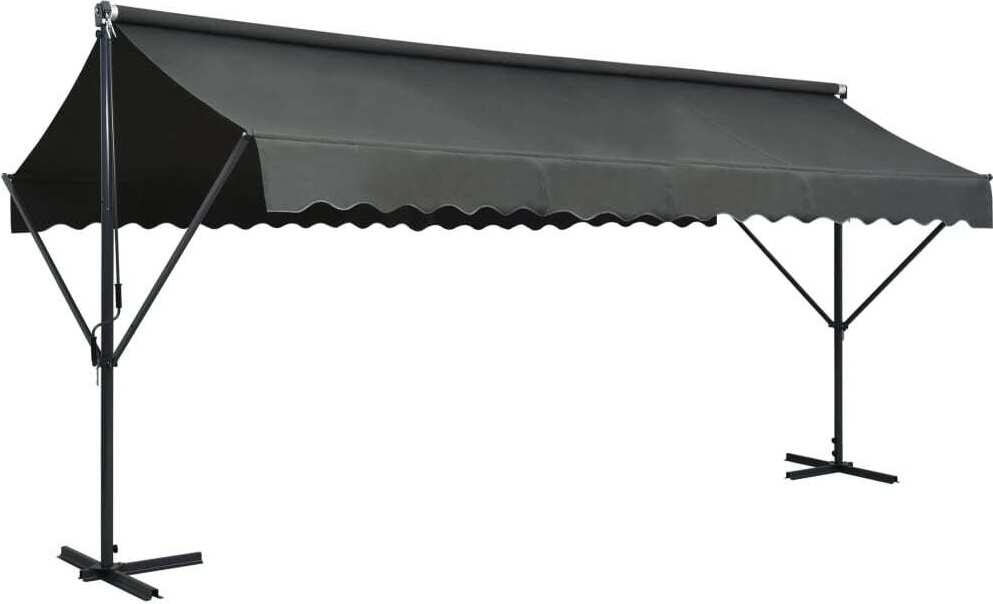 Freistehende Markise, doppelseitig, UV- & wetterbeständig, pulverbeschichteter Stahl & Polyester mit PolyurethanBeschichtung, 500x300x300 cm, Anthrazit