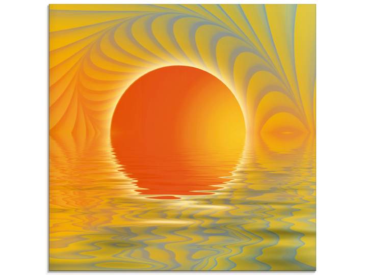 Glasbild ARTLAND Abstrakter Sonnenuntergang , orange (farbe bild(er): orange), B:40cm H:40cm, Bilder, Glasbild, in verschiedenen Grössen