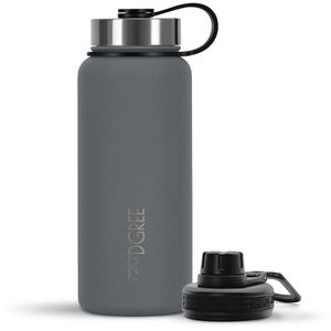 720DGREE Trinkflasche noLimit Stone Gray, isoliert, aus Edelstahl, grau, mit Schraub- und Sportverschluss, 950 ml