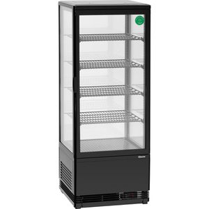 Bartscher Kühlvitrine 98L-SW, 700398G, schwarz, 98 Liter, Mini-Kühlvitrine, doppelt verglast