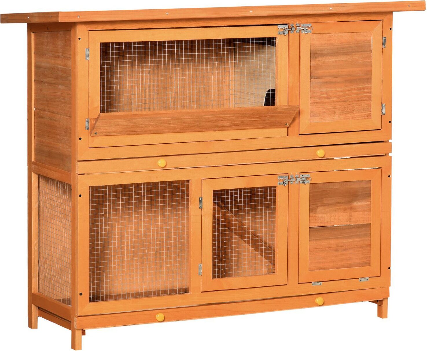 allmypets U471009 Conigliera Da Esterno In Legno Con Casetta E Recinto A 2 Piani 122x48x100 Cm - U471009