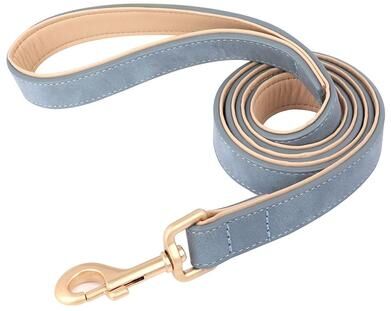 Uplifted Finds Soft Padded PU Leather Collar & Leash Set blue Leash m