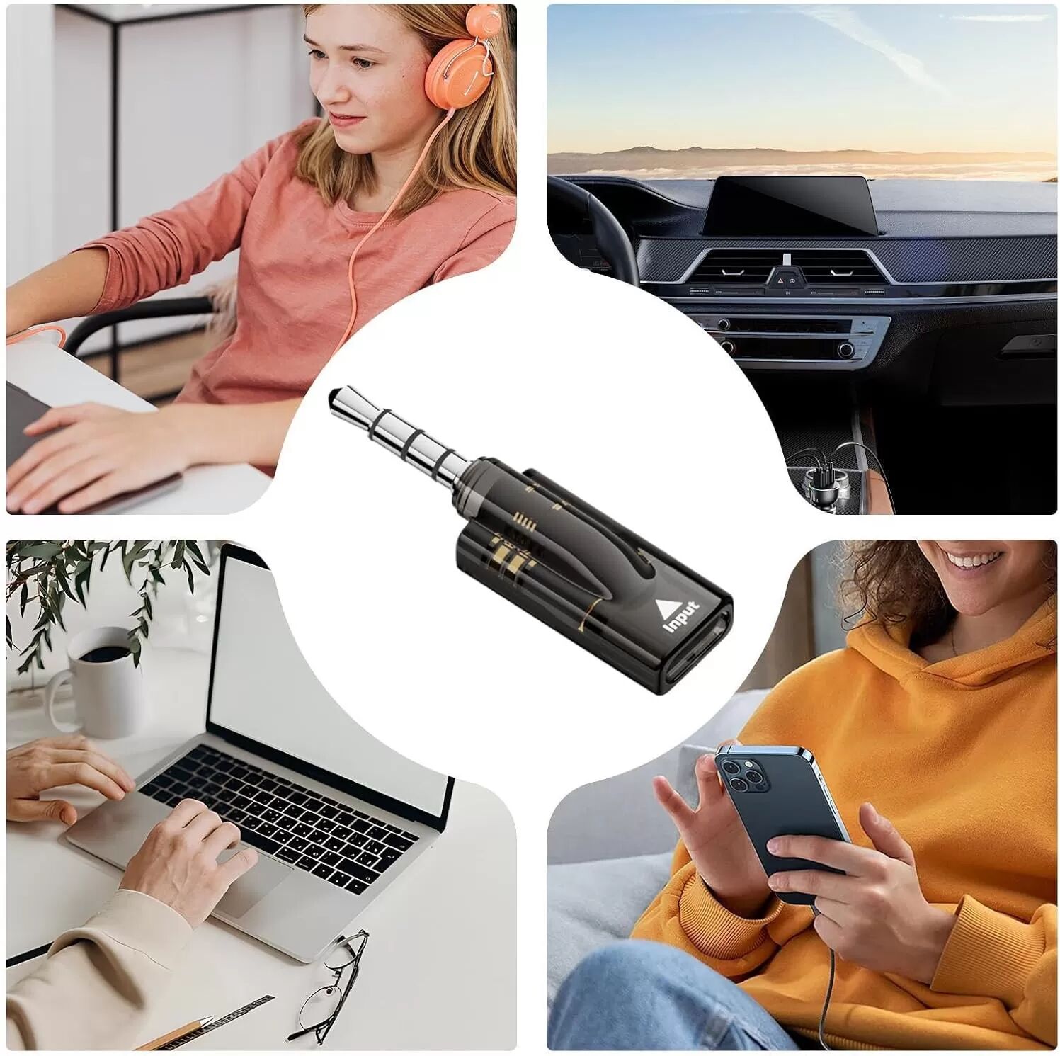 INF 3,5mm Stecker zu USB-C Buchse Audio-Adapter mit integriertem DAC-Decoder, 16bit/48KHz, 40mW Ausgang, Schwarz
