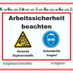 HB-Druck Arbeitssicherheit Explosionsstoffe Schutzbrille Aufkleber A6 (105x148mm)
