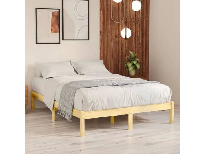 1563 BEL-ACHAT* Lit Adulte Double en Bois - Cadre de lit Bois massif avec sommier 180x200 cm Super King POIDS)0 059