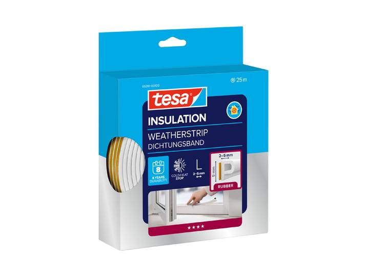 Tesa Tesamoll Gummidichtung P-Profil Weiss 25 m
