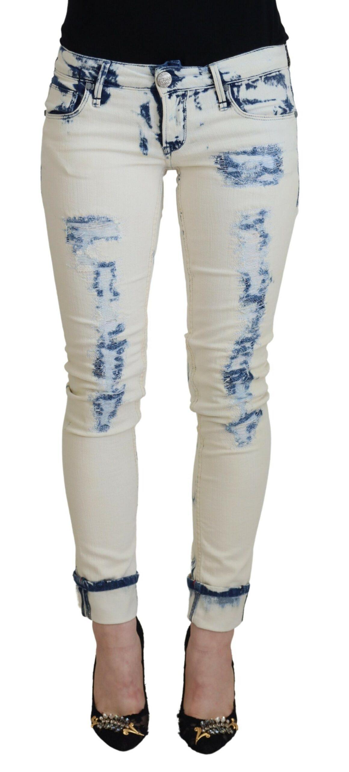 Versleten Skinny Jeans Bleach Wash