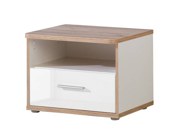 Table de chevet 53 x 41 x 45cm Blanc/Marron