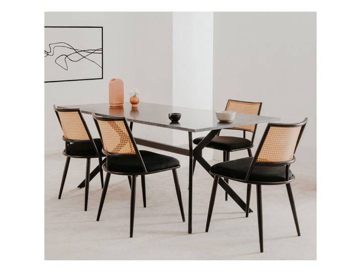 Chaise métal noir dossier cannage Schiller