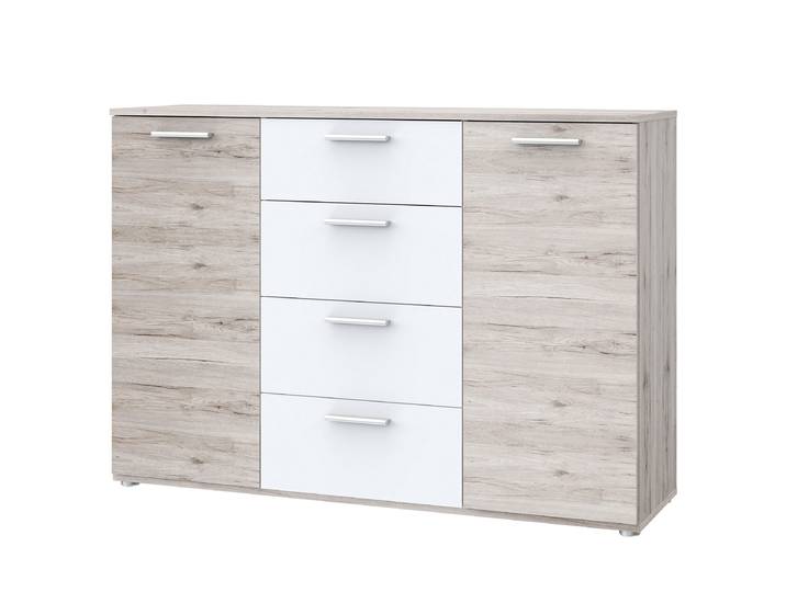 Enfilade Stegla 130 x 91 x 38cm Blanc/Beige/Marron