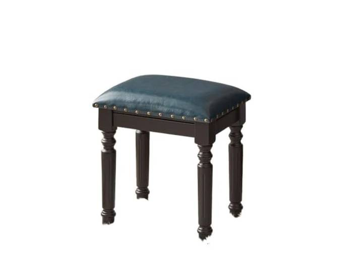Schwarzer Vintage-Make-up-Hocker Mit echtem Ledersitz, klassische Frisiertischbank for Schlafzimmer-Waschtischdekoration‌(Color 5)