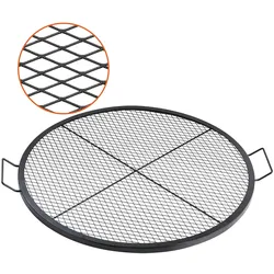 VEVOR X-Marks Feuerstellen-Grillrost, Φ 910 x 25 mm Lagerfeuer-BBQ-Grillrost aus Stahl mit Griff und Stütz-X-Draht, Tragbares Camping-Kochgeschirr für Partys und Zusammenkünfte im Freien, Schwarz