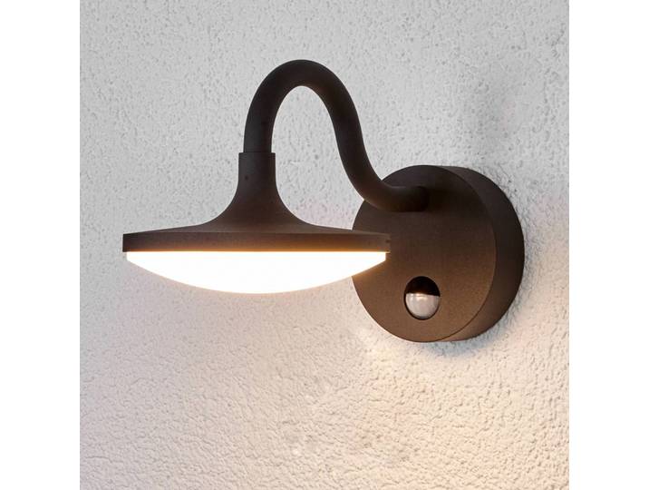 Lucande LED-Außenwandlampe Finny, Bewegungsmelder, IP54 Finny, schwarz, Aluminium, Modern