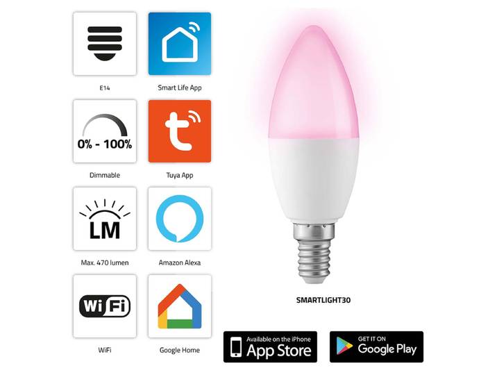 Alecto SMARTLIGHT30 Wi-Fi slimme LED-lamp 5 W wit