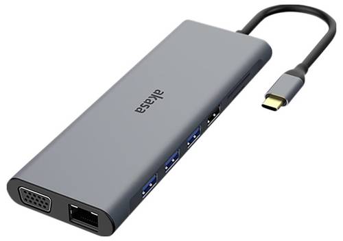 Akasa USB-C Dockingstation USB Type-C 14-In-1 Dock Passend für Marke Dockingstations: Universal integrierter Kartenleser, USB-C