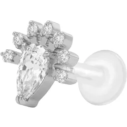 PTFE Labret mit Innengewinde + Titan-Aufsatz KRISTALLTROPFEN + KRISTALLE