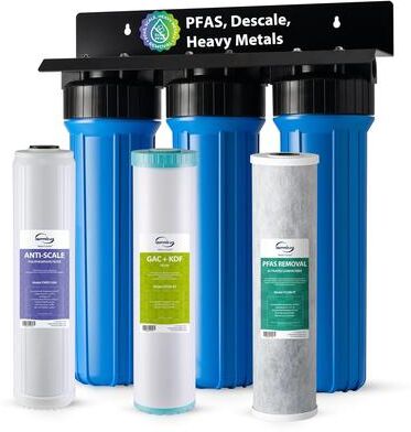 iSpring WGB32B-PFKDS Whole House Water Filter System, PFAS, Scale, Heavy Metals Protection Removes Up to 99% PFOA & PFOS