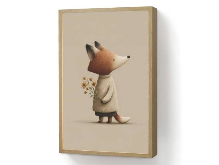 OnlyWow Wandleuchte MIT Akku Fuchs - Gelbe Blumen - Minimalistisch 40x60 cm, Taupe, Rechteckig, LED integrated, 40x60x8 cm, Lampen & Leuchten, Innenbeleuchtung, Wandleuchten