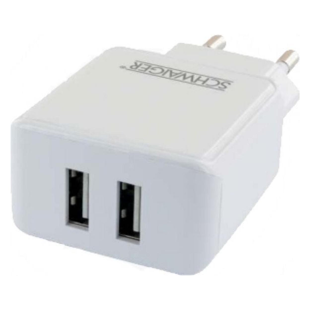 Schwaiger 230V Ladeadapter 2x USB 2.4A weiss (12 W, 2 Ports) (LPRO230502)