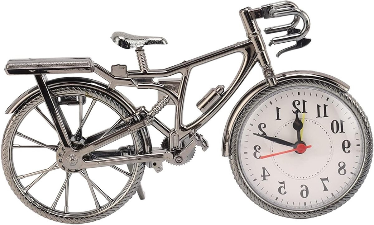 Vintage Fiets Tafelklok - Decoratieve Metalen Klok voor Kantoor, Slaapkamer en Woonkamer
