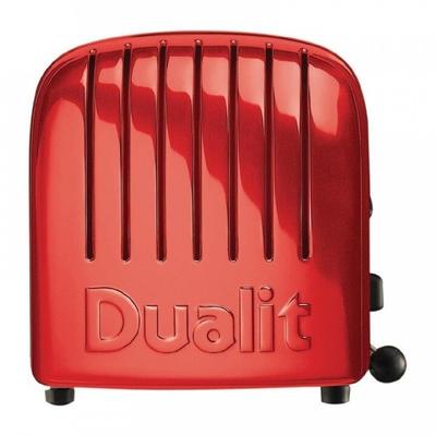 Dualit Toaster 6 Edelstahl + Rot