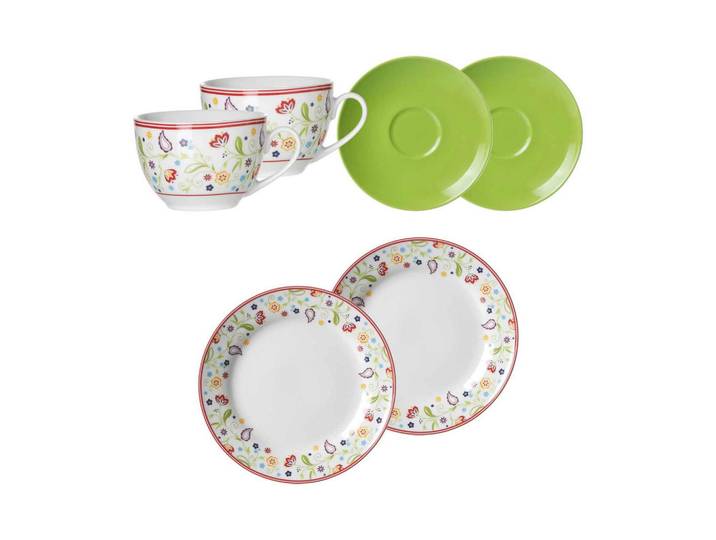 Ritzenhoff Breker Kaffeeservice Shanti Doppio bunt 6-tlg., Mehrfarbig, Keramik, 6-teilig, 2x2x2 cm, Geschirr, Geschirrsets, Kaffeeservice