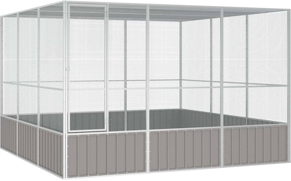 vidaXL Jaula pájaros acero galvanizado gris 302,5x324,5x211,5 cm Gris