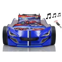 Autobett Kinder 90x200 Jungen LED Leuchte Unterbodenbeleuchtung Sound Fernbedienung