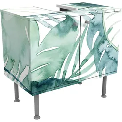 WASCHBECKENUNTERSCHRANK Palmwedel in Wasserfarbe II 60/55/35 cm