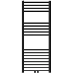 BADHEIZKÖRPER Sahara 500x1200 mm Schwarz gebogen mit Ventil Durchgang