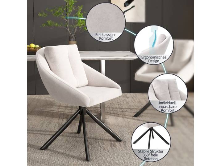 Feuille épaissie Fauteuil Nouveau épaissi design moderne chaise en velours beige moderne chaise à manger pivotante élégante et co