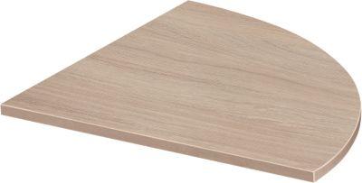 Systemwinkelplatte, 90° gerundet, B 800 x T 800 mm, Eiche/weißalu