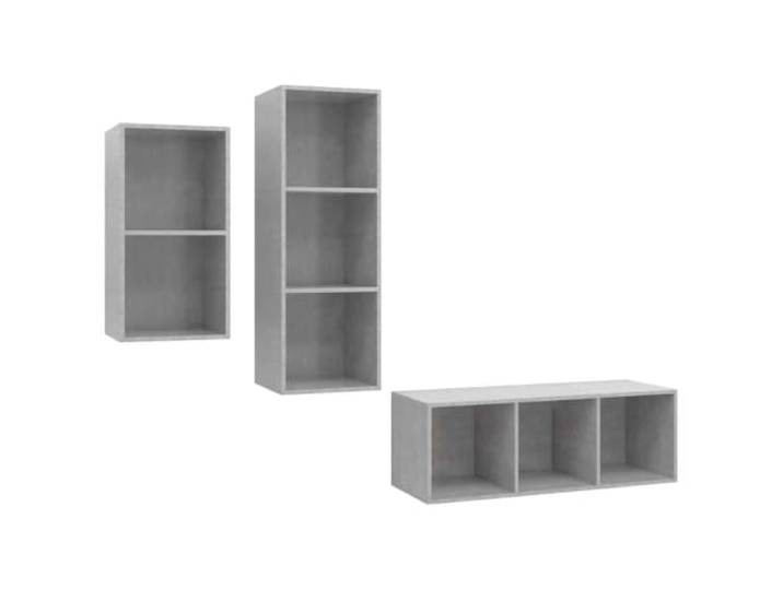hliofuir 3-TLG. TV-Schrank-Set Wandmontage Betongrau Holzwerkstoff Platzsparende Wand-Lowboards für Wohnzimmer & Schlafzimmer aus stabilem Holzwerkstoff mit pflegeleichter Oberfläche.