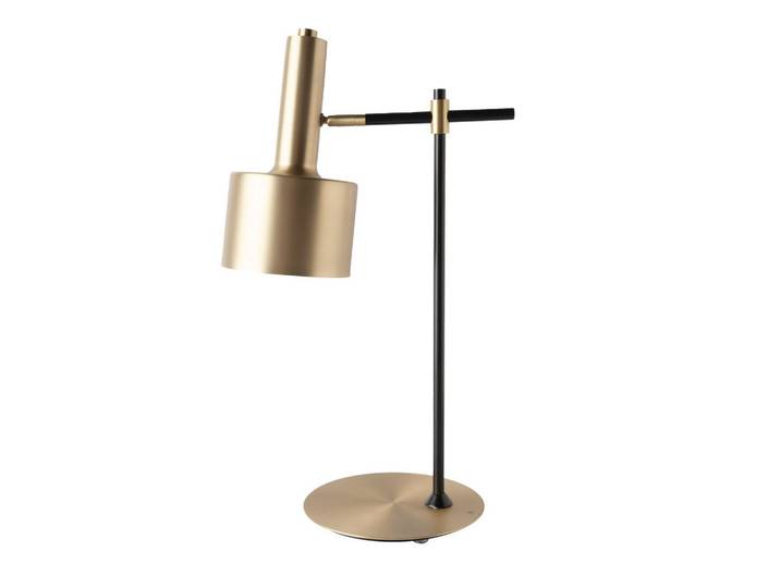 Angel Cerda Tischleuchte Tischleuchte aus vergoldetem Aluminium und schwarzem Stahl 41/20/55 cm, Goldfarben, Metall, Essen/Getränk, Freiform, E27, 41x55x20 cm, Lampen & Leuchten, LED Beleuchtung, LED-Tischlampen